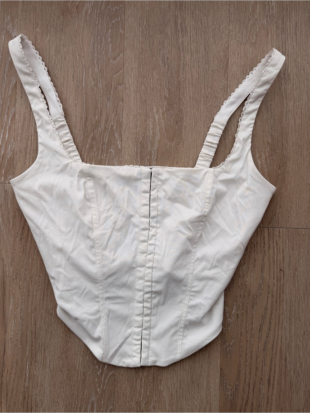 Garage white cropped corset top